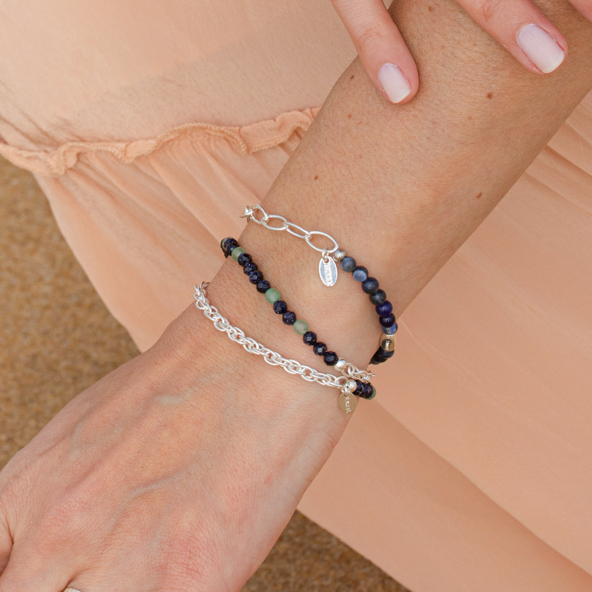 Bracelet Or ou Argent sans fermoir et pierres naturelles