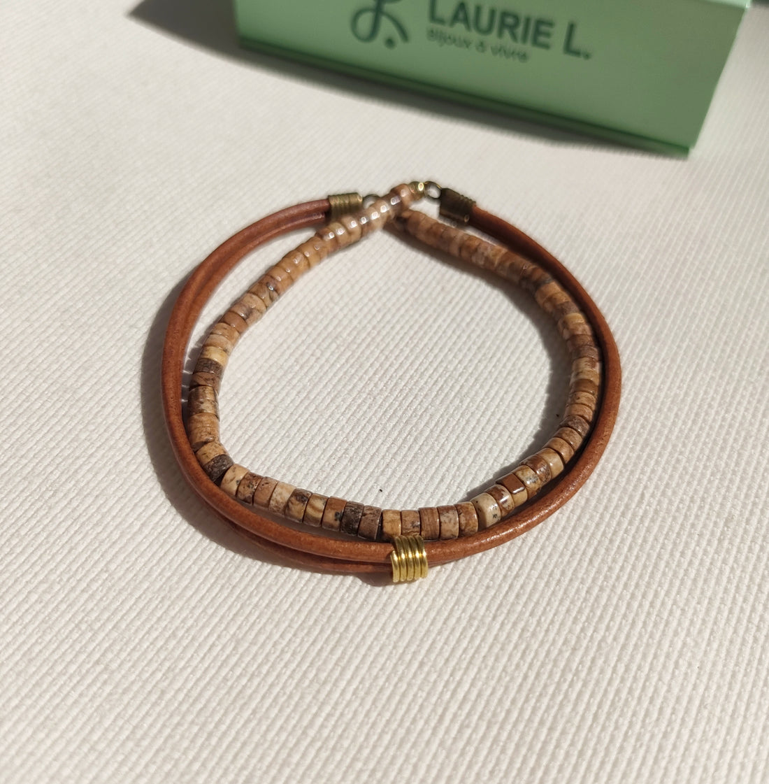 Bracelet homme double tour sans fermoir pierres natruelles