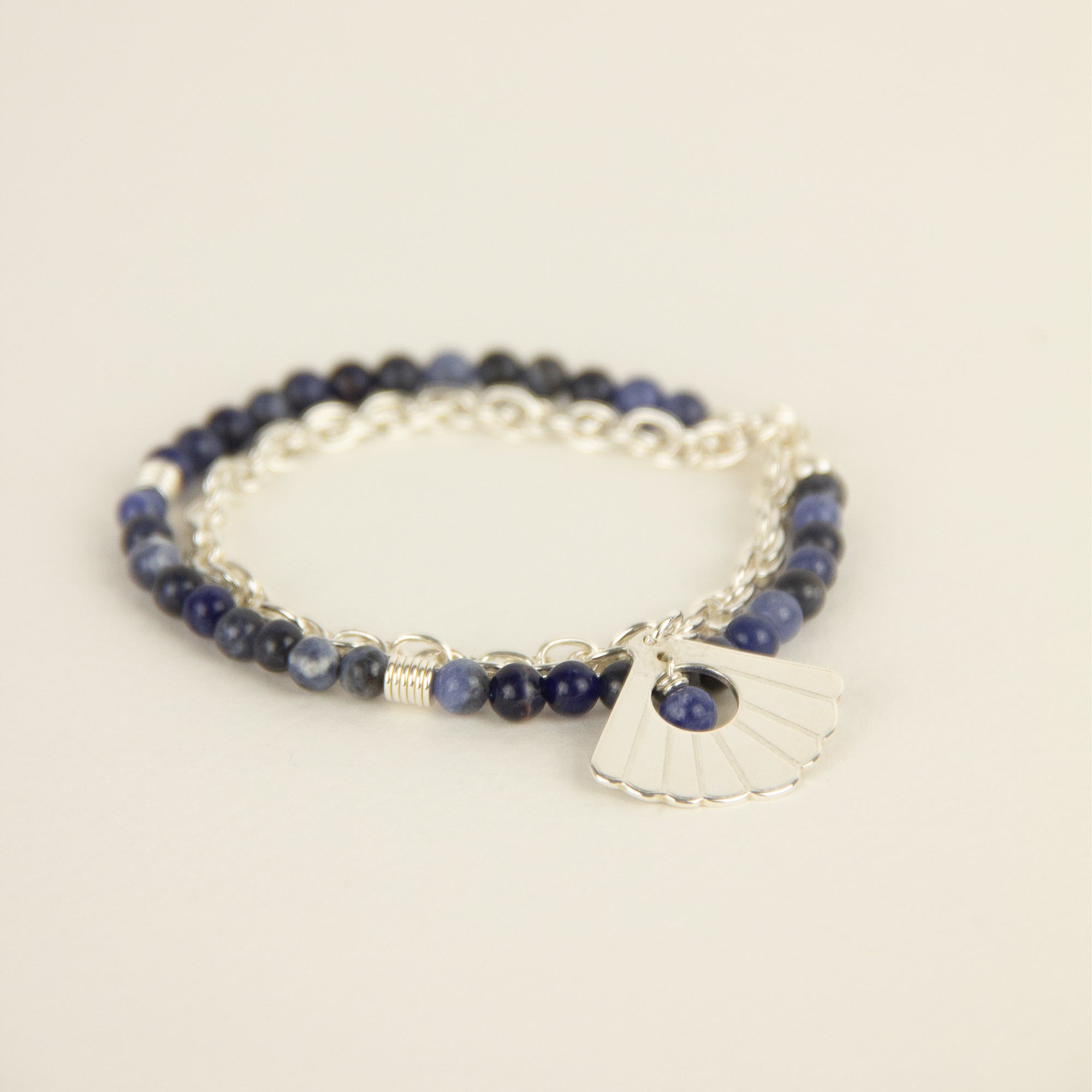 Bracelet sans fermoir argent 925 massif et pierres naturelles
