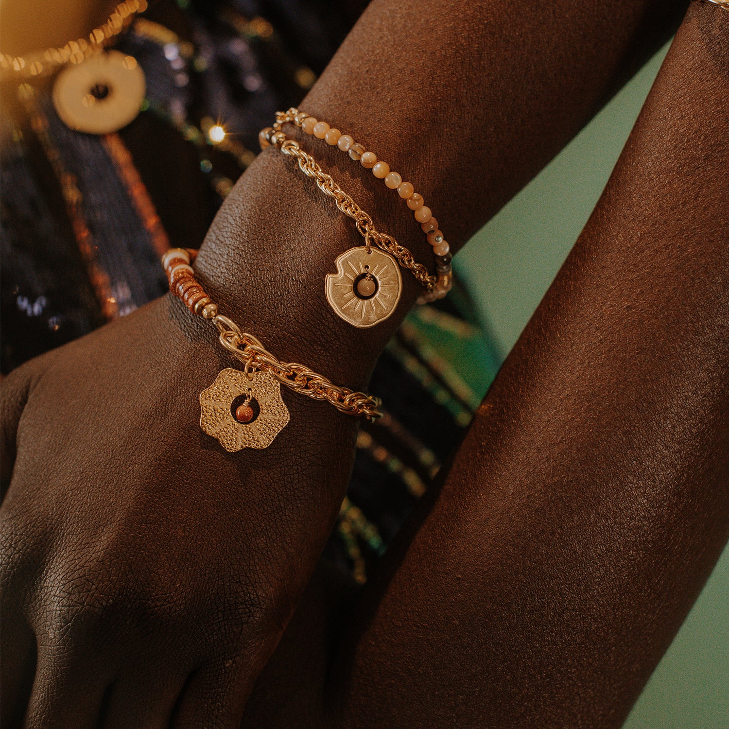 Bracelet sans fermoir en chaine et perles facile à vivre de LAURIE L. bijoux