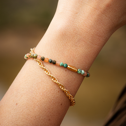 Bracelet or et pierres naturelles sans fermoir