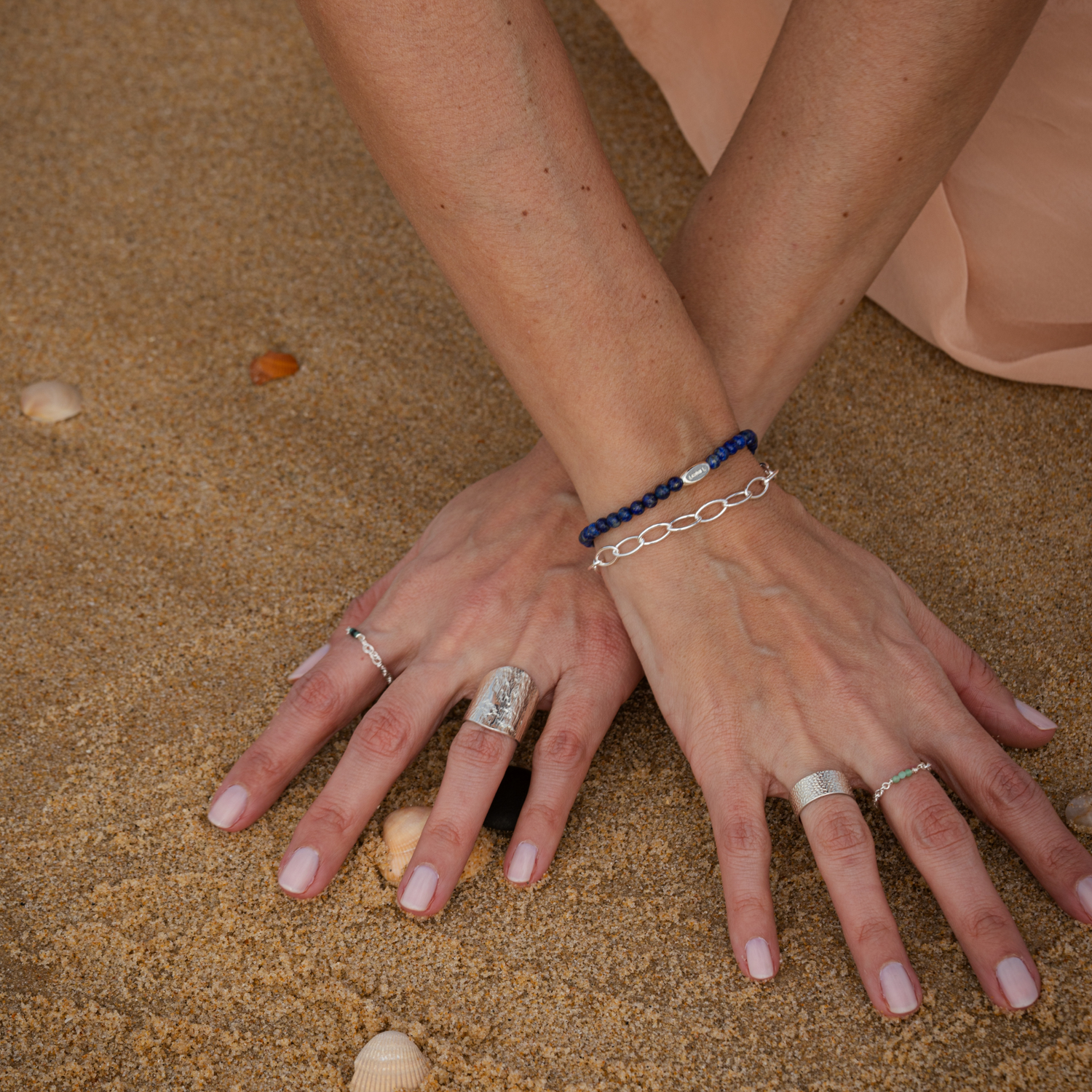 Bracelet argent et pierres naturelles sans fermoir