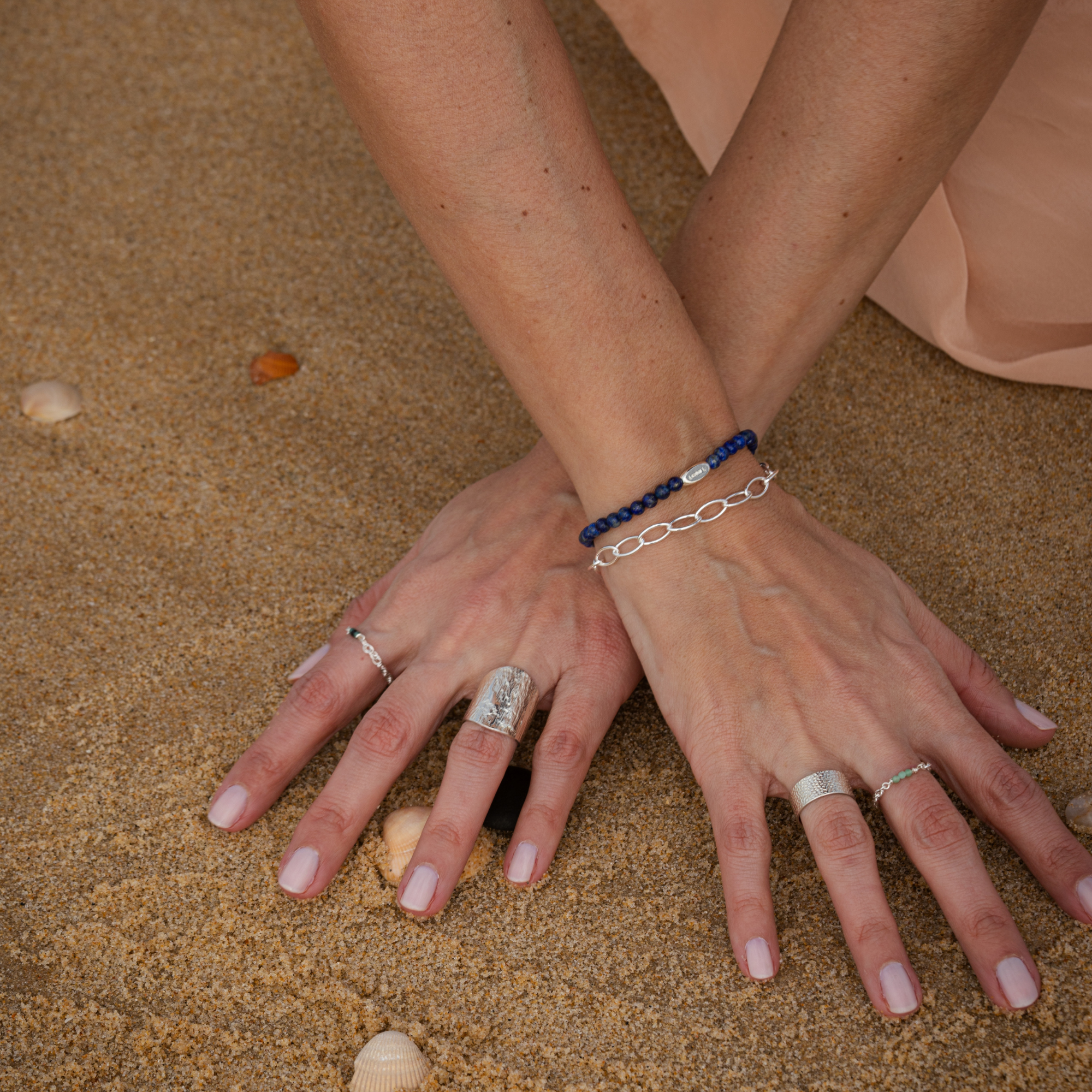 Bracelet argent et pierres naturelles sans fermoir