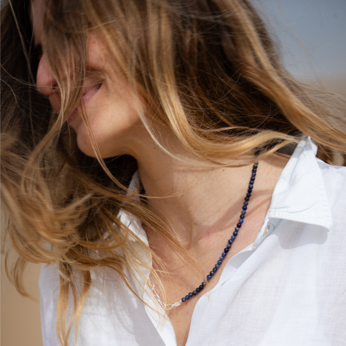 Collier bracelet argent et pierres naturelles sans fermoir