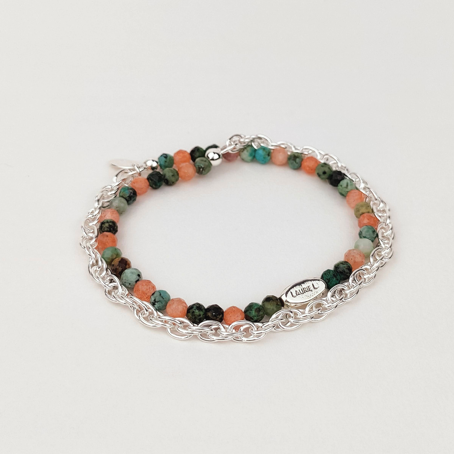 Bracelet argent et pierres naturelles sans fermoir