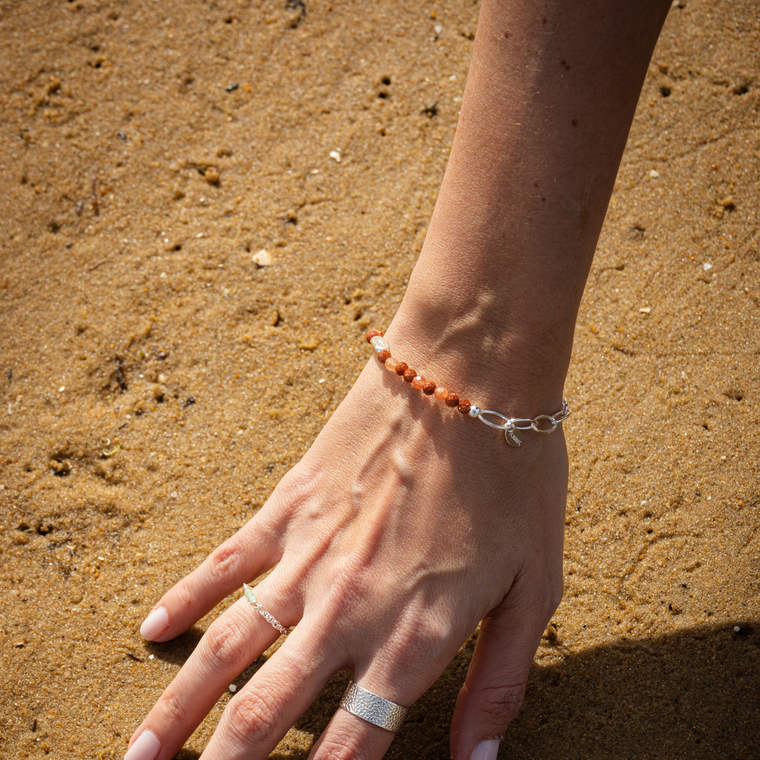 Bracelet argent et pierres naturelles sans fermoir