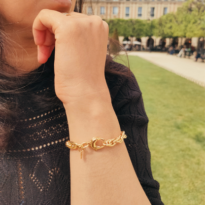 bijou bracelet or chaine torsade et grand fermoir
