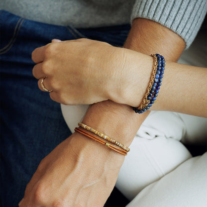Bracelet homme double tour sans fermoir pierres natruelles